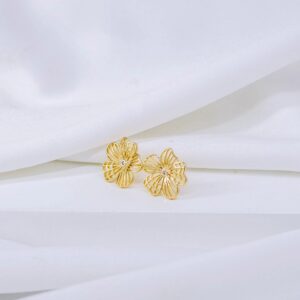 Brinco flor miolo zirconia